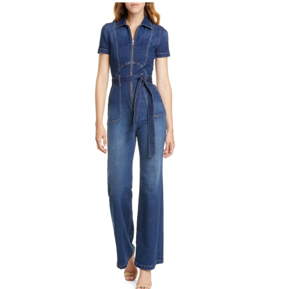short sleeve denim boiler suit